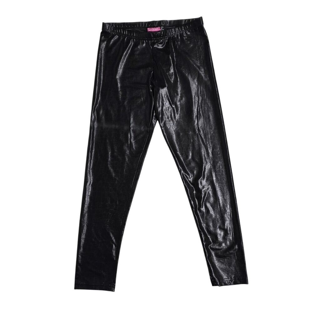 Vintage Say What? Shiny lack Animal Skin Nylon Leggings - Small